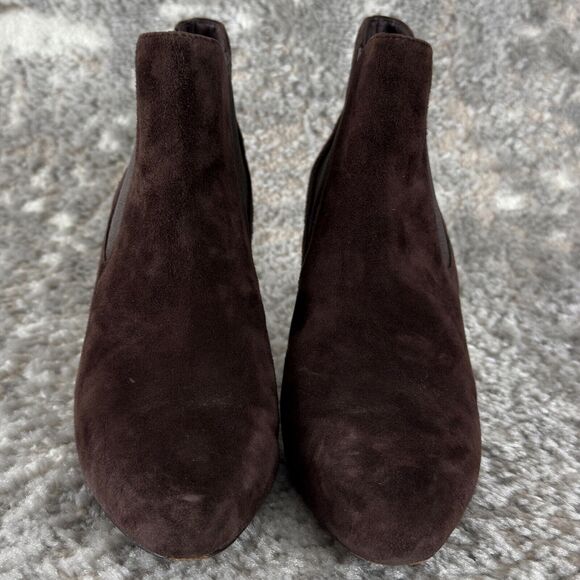 Cole Haan Womens Size 6.5B Suede Ankle Boots Stiletto Heels Brown Pull On - Picture 2 of 11